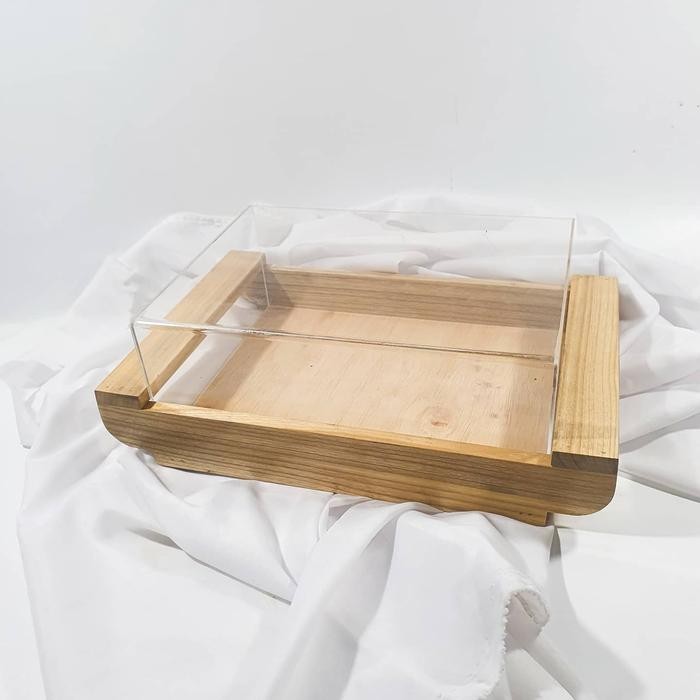 Baki Kayu + Tutup Akrilik / Baki hampers unik 32 x 22 x 12
