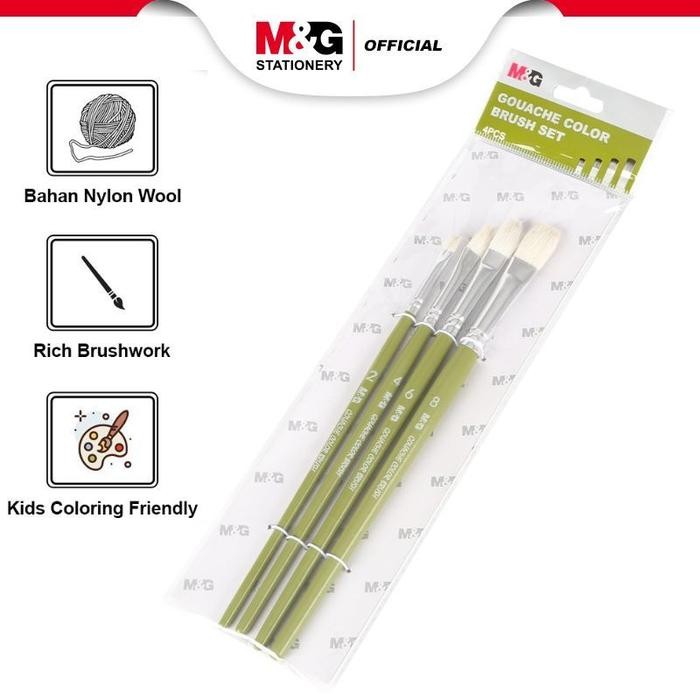 

M&G Kuas Lukis Guoache Paint Brush Set 4pcs Lembut