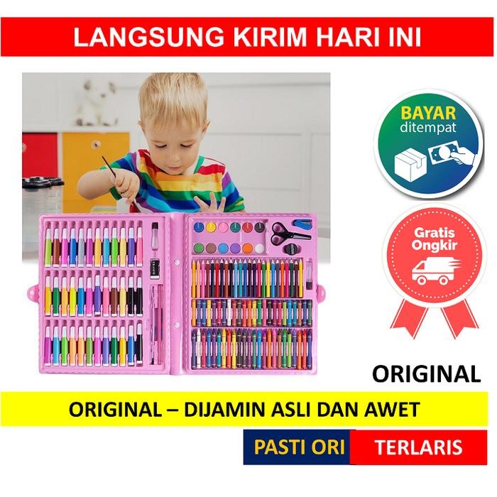 

150 Pcs Crayon Alat Lukis Anak Pensil Warna Cat Air Perlengkapan Menggambar Melukis Mewarnai Set Art