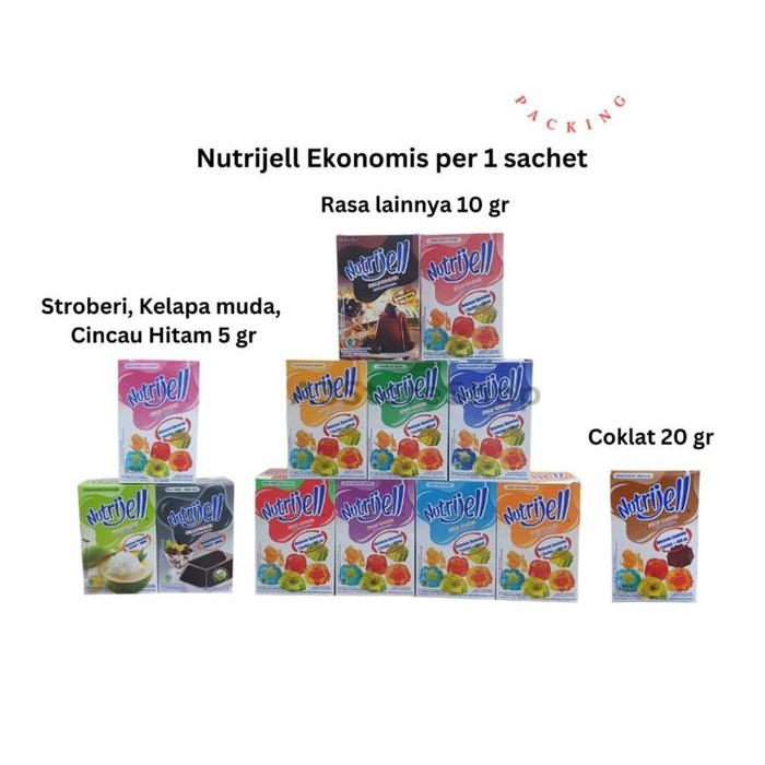 

FyZ Nutrijell 1box isi 12 pcs Kemasan Ekonomis 5 GRAM - 20 GRAM tersedia dalam berbagai Varian RASA