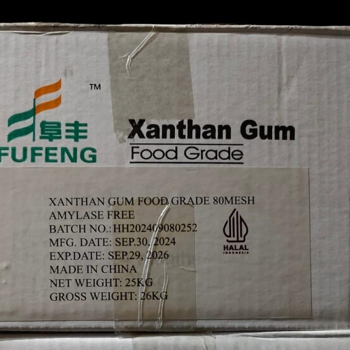

Glx FUFENG Xanthan Gum Food Grade 80MESH Pengental 1/2 kg Pengurang Pengendapan Tepung & Stabilitas