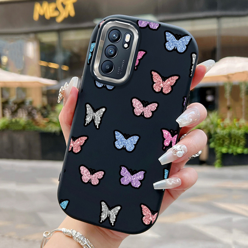 Casing Hp Untuk OPPO Reno 6 5G Case Casing kupu-kupu bulu HP Kesing Ponsel Softcase Silikon Baru