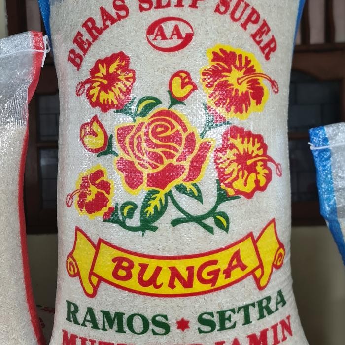 

beras bagus beras enak pulen cap bunga ramos setra beras lebih bagus enak putih dan bersih
