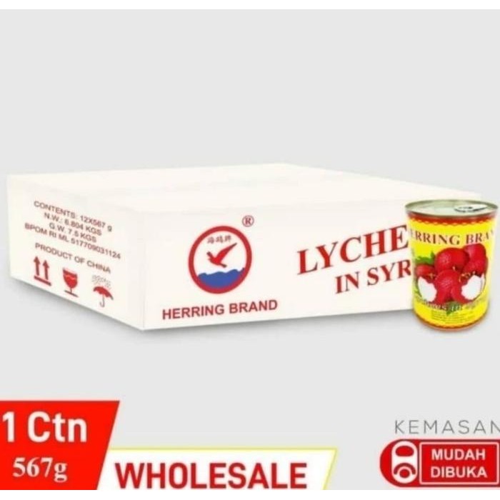 

Gdh Leci Kaleng / Lychee in syrup Herring 1 Karton isi 12 kaleng