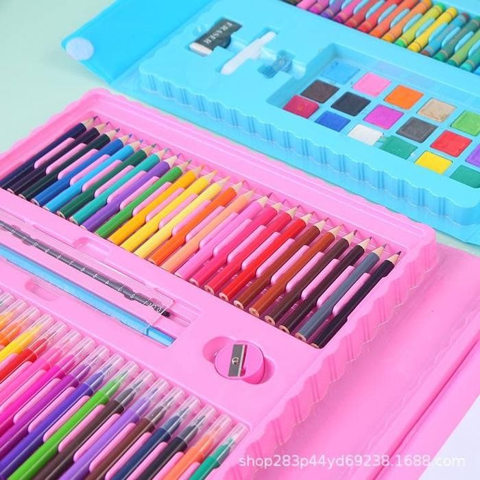 

Peralatan Gambar Lukis Lengkap 208Pcs Pensil Spidol Crayon Gift Kado Gratisongkir