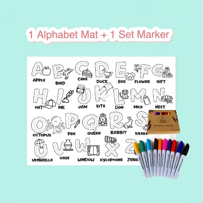 

Set Washable Coloring Mat Motif Alphabet Beserta Marker Gratisongkir