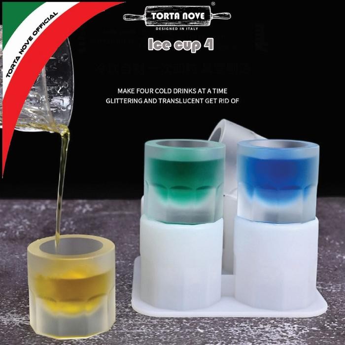 Cetakan es batu bolong tengah silikon bentuk gelas silicone bulat Cetakan coklat cup ice 4 Putih