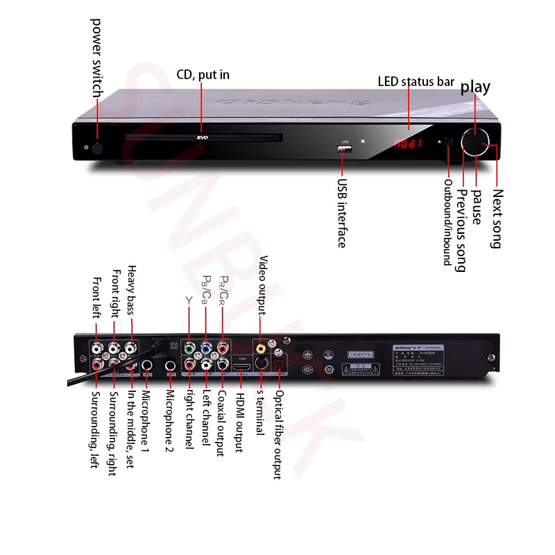 sunbuck DVP-5000DVD Player 5.1 Surround Sound VCD EVD High Definition CD player Audio