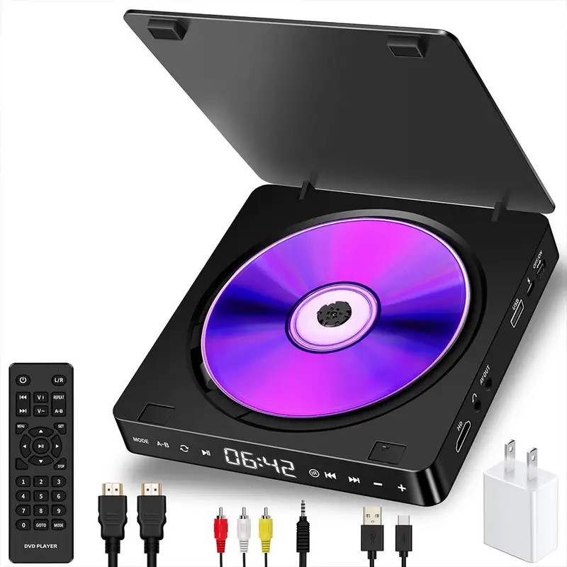 US/EU Mini CD Player Home DVD/VCD Hd Video dvd player Hifi Stereo Speakers 1080P Multi-functional