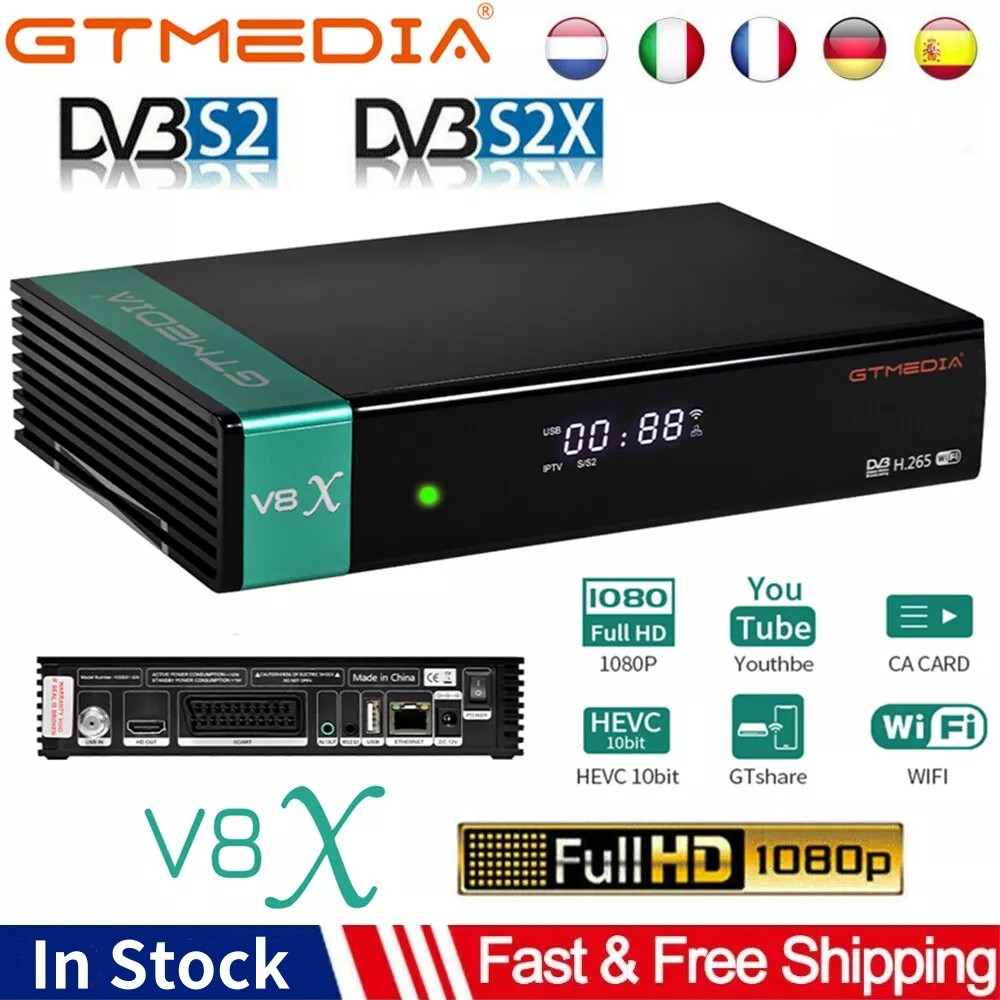 GTMEDIA V8X Satellite Receiver 1080P HD MARS/ECAM TV Box,DVB-S/S2/S2X, Support
