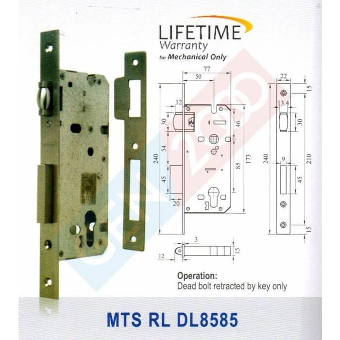 Rumah Kunci Dekkson MTS RL DL 8585 Bodi Kunci Pelor Mortise Lock