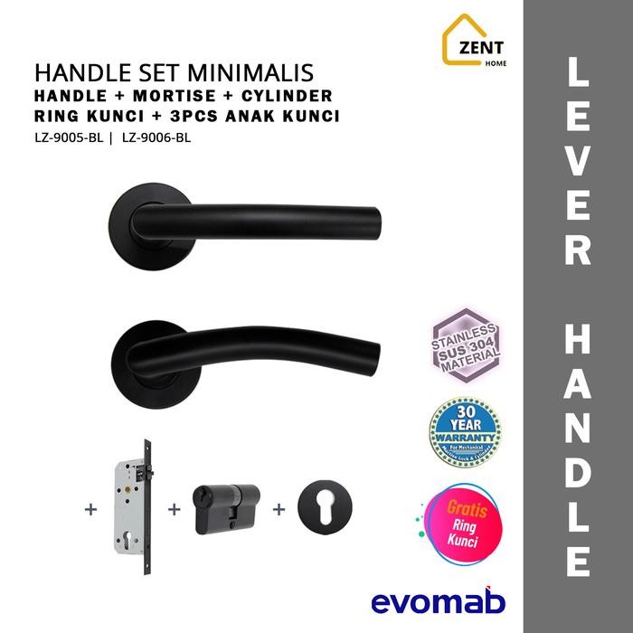 Gagang Pintu Hitam Handle Set Minimalis Modern Black evomab