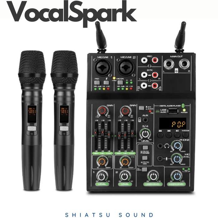 Audio Mixer Mic Console 5 Channel Bluetooth with 2 Microphone