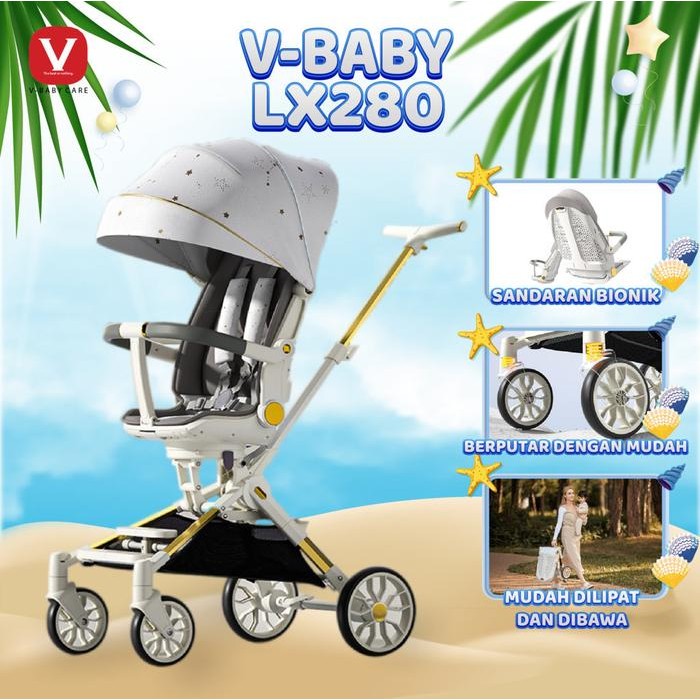 VBABY CARE Kereta Dorong Datar Berbaring Dua Arah Dilipat VBABY-LX280