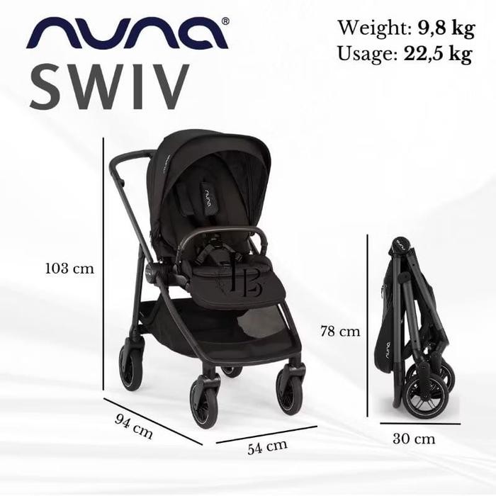 Stroller Baby Nuna Swiv All Wheel 360 Derajat Rotation included Raincover & Travel bag & Cup Holder