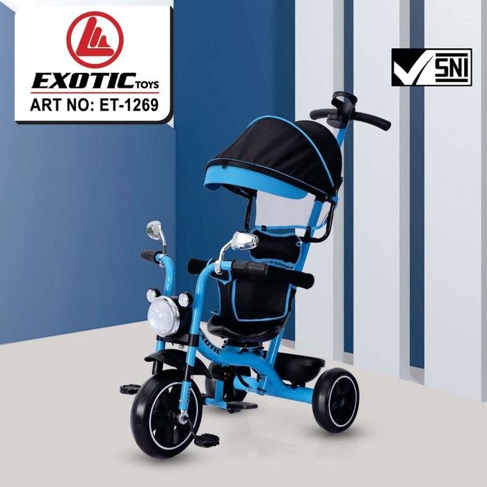 Exotic ET1269 Sepeda Roda Tiga Anak Tricycle MusiK Lampu Dorongan Dorong Stroller