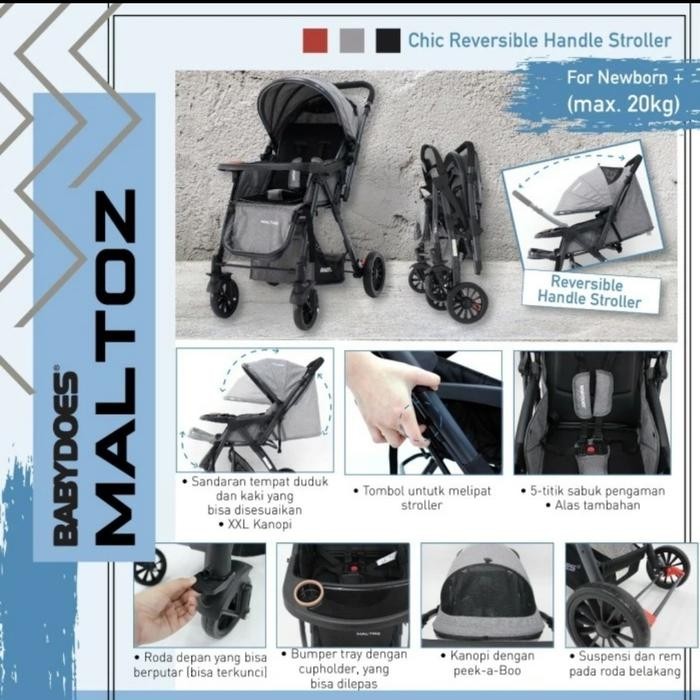 Kereta Dorong Babydoes Maltoz Reversible Handle / Stroller Baby Does