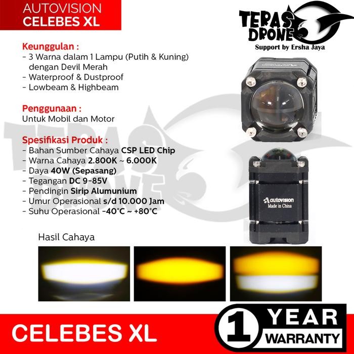 Mini Biled Projector Autovision Celebes 40 Watt - 4 Mode Lampu Biled