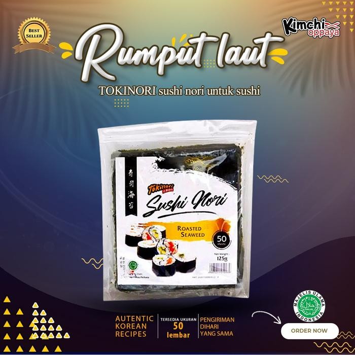 

New Tokinori sushi nori HALAL rumput laut sushi korea kimbab 50 lembar