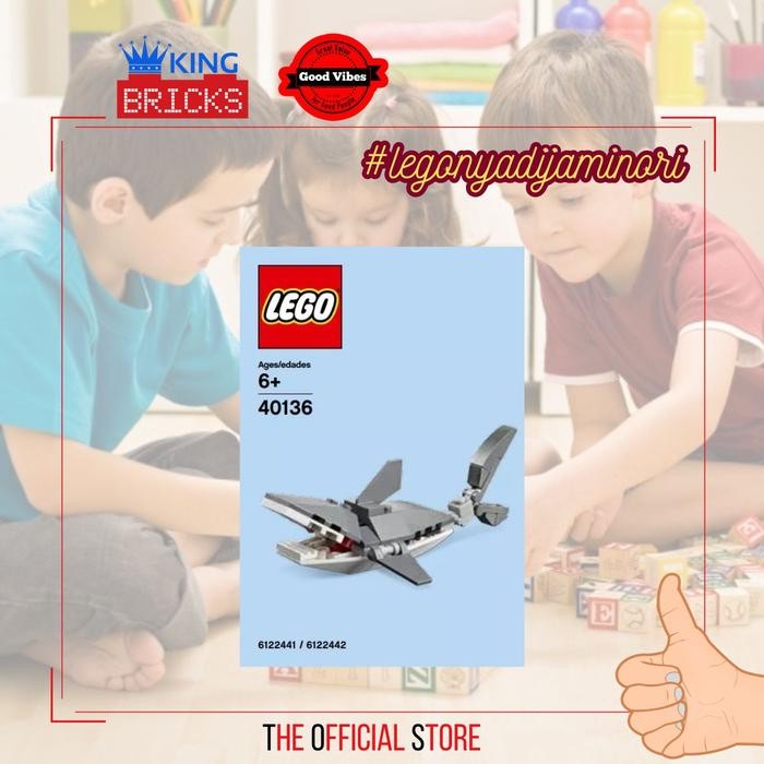 LEGO POLYBAG 40136 Shark - Mainan Anak Edukasi Binatang Hewan Laut Ikan Hiu Mini *