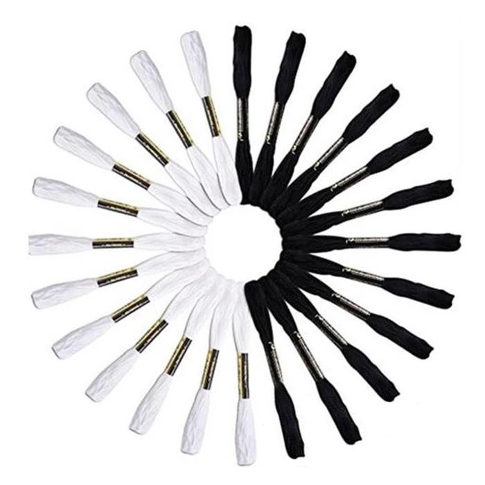 Paket benang sulam HITAM PUTIH PMV *