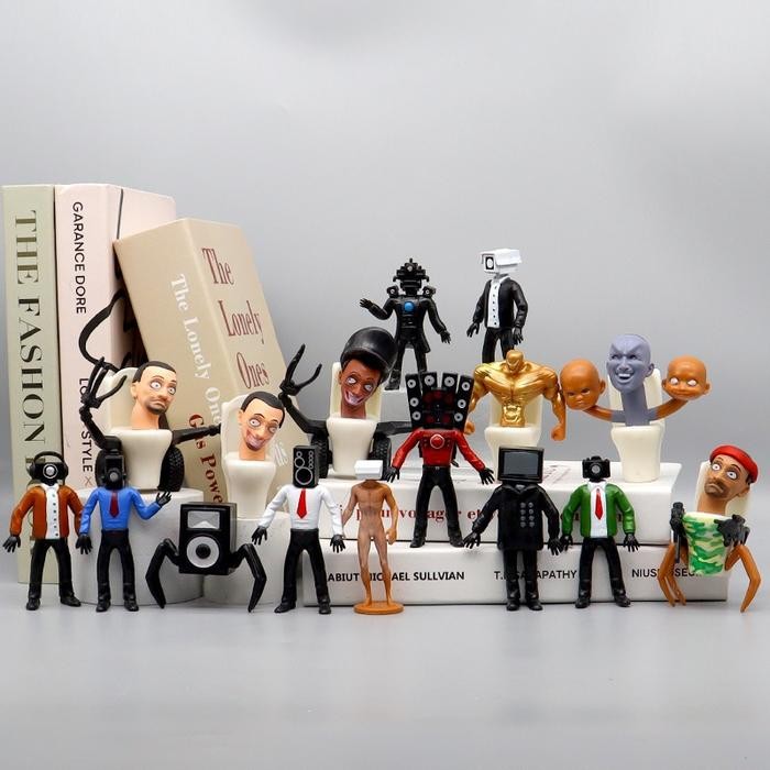 (Cod) 6/12Pcs Mainan Skibidi Toilet Siren Figure Speakerman Tv Man Monitor Man Model Boneka Mainan