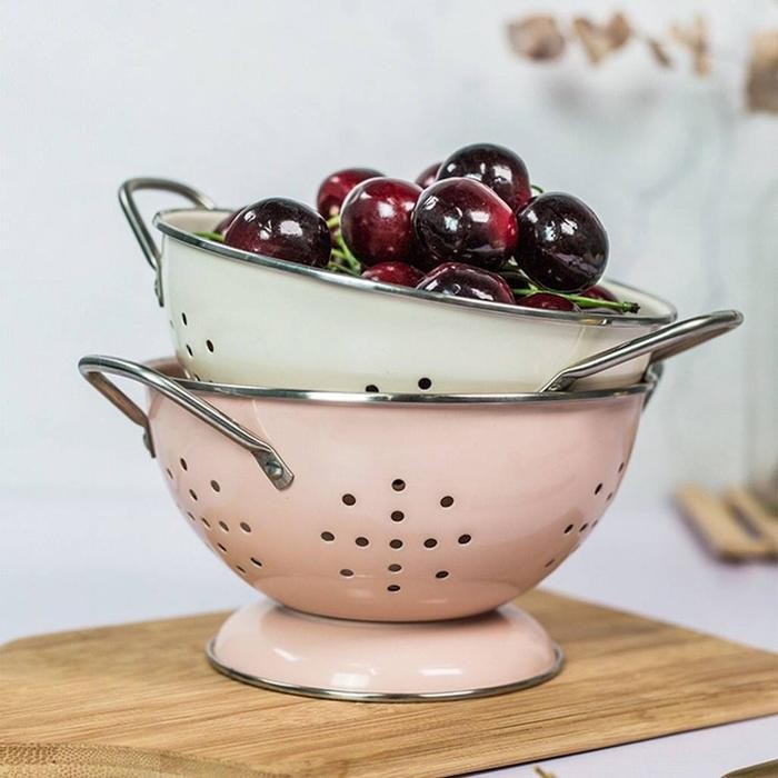 Sav Sangku Bakul Enamel Tempat Nasi / Bakul Nasi / Keranjang Pengering Buah Multifungsi Untuk Da
