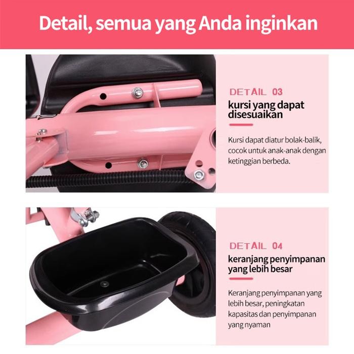 Hapyee Kids Sepeda Roda Tiga Lipat Multifungsi Sepeda Anak Laki Laki Tricycle Exotic