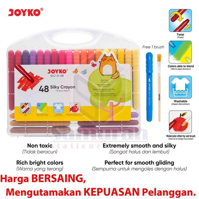 

Crayon Silky Slc A 48 Warna + Kuas / Krayon Halus Lembut Slc-A-48 Hard Case Tidak Beracun
