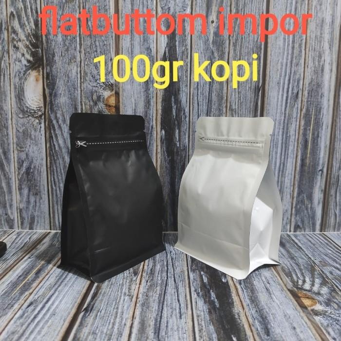 KEMASAN KOPI STANDING POUCH FLAT BOTTOM 100 GRAM