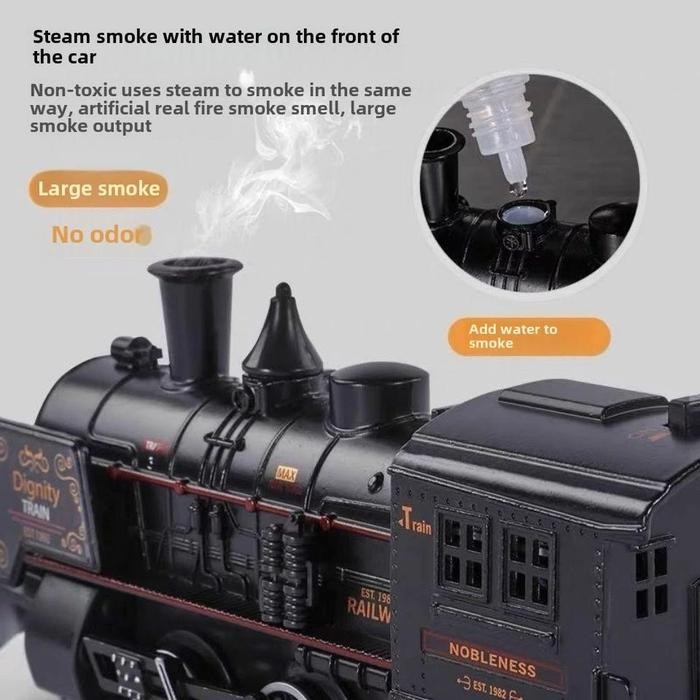 Mainan Kereta Elektrik Klasik Edukasi Train Set Laki Laki Kereta Api Rel Lokomotif Gerbong Anak Kado