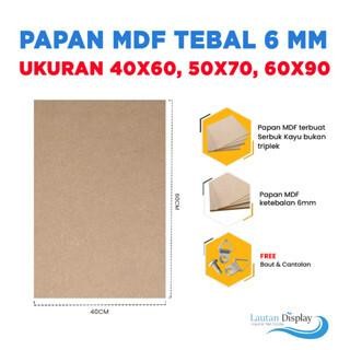 Papan MDF Wall Board Lembaran Kayu Hiasan Dinding Mdf Cokelat Polos Halus 40x60 50x70 60x90 Cm Tebal