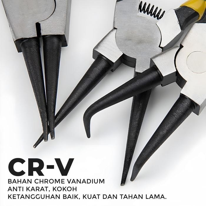 Tang Circlip Tang Snap Ring Set Bengkok 7 In 4 IN 1 Tang Circlip Tang Penjepit 7" Set Cincin Snap