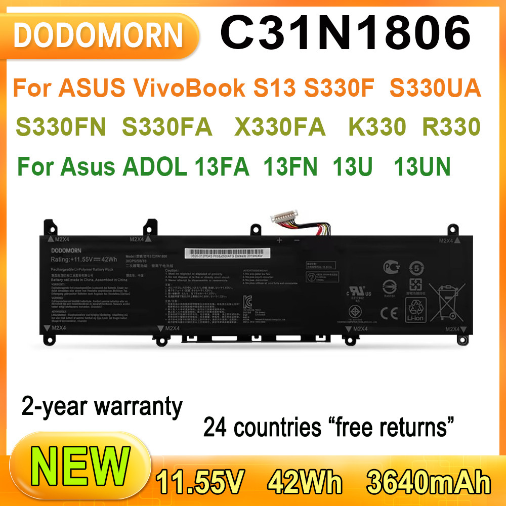 New C31N1806 Laptop Battery For ASUS VivoBook S13 S330F S330UA S330FN S330FA  ADOL 13FA 13FN 13U 13U