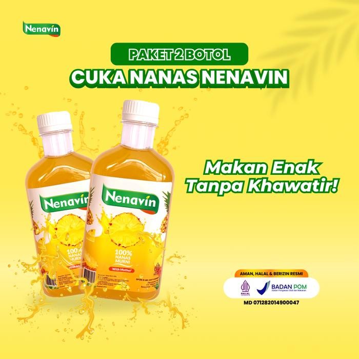 

[Paket 2 Botol] Nenavin Cuka Nanas Original Minuman Bebas Gula BPOM & HALAL Bisa COD Cuka Putih