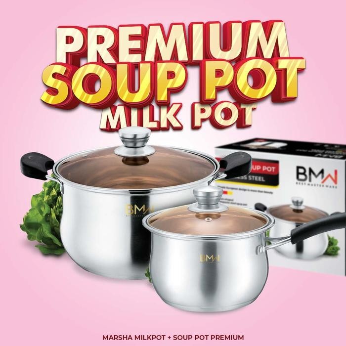 Paket Set Premium Marsha Soup Pot Dan Milk Pot Panci Soup Panci Sup 20 Cm Panci Susu 16 Cm
