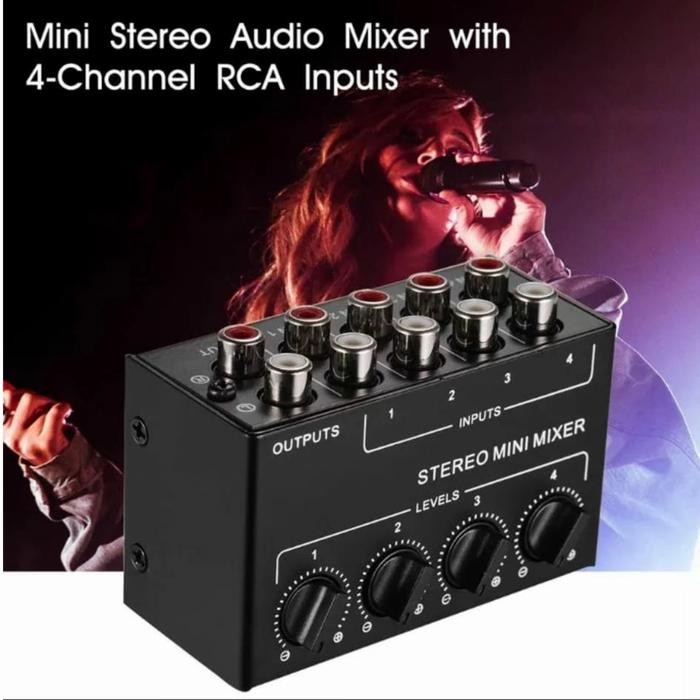 Promo Mini Kontrol Stereo Amplifier Mixer 4 Ch Channel Microphone Rca Vocal