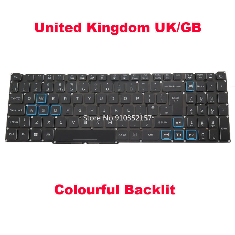 US UK SP Colourful Backlit Keyboard For ACER Predator Helios 300 PH315-53 PH315-54 PH317-54 N20C3 LG