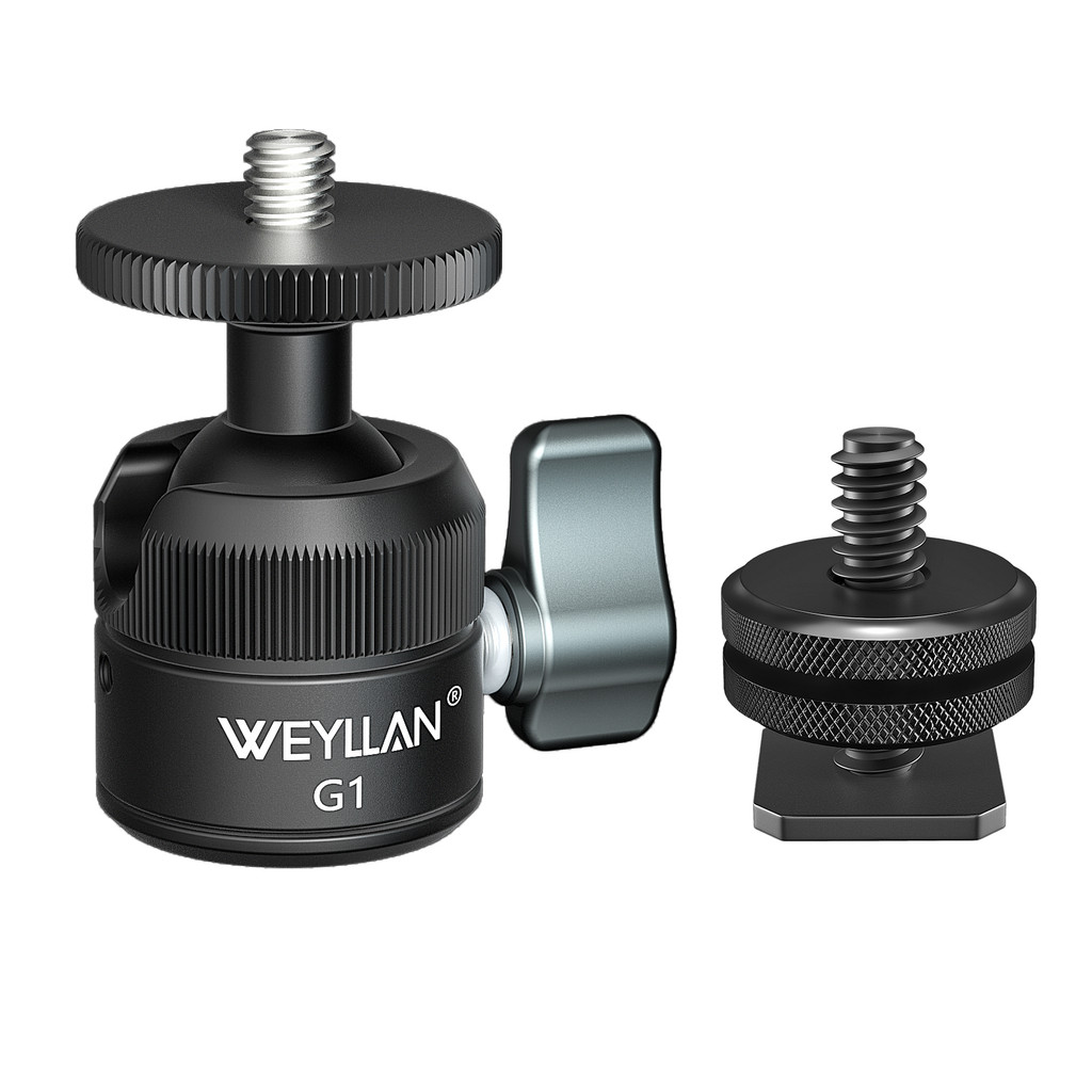 Weyllan G1 Mini tripod Head CNC Metal 18mm Cold Shoe Mount  Mini Ball