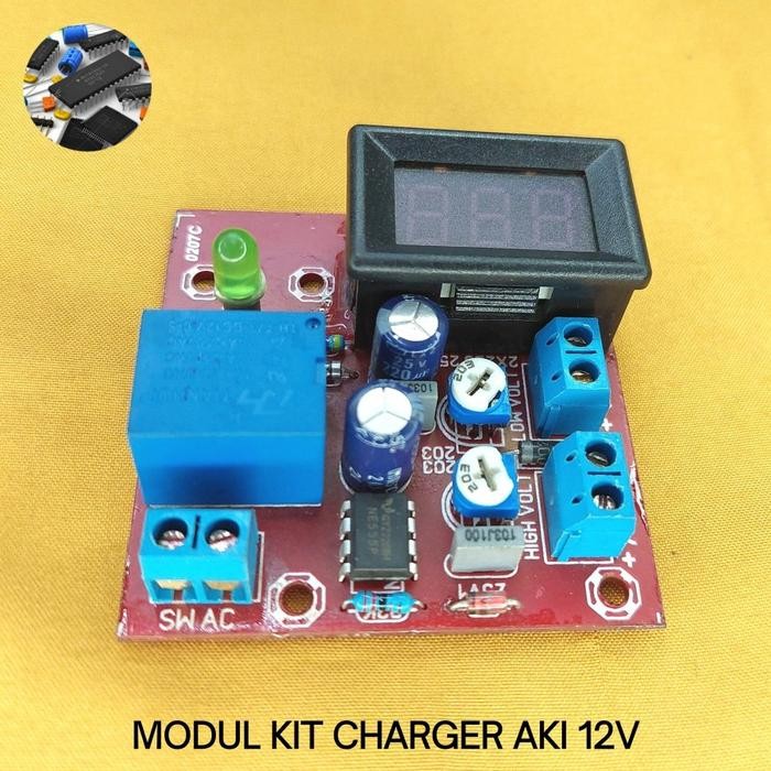 Kit / Modul Otomatis Charger Aki 12V + Voltmeter Digital *
