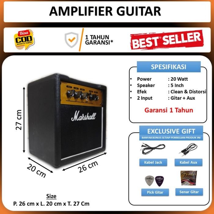 ampli gitar dan bass 5 inch 2 Input marshall termurah bergaransi *