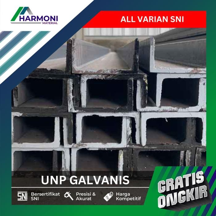 Besi UNP Galvanis 50 65 75 80 100 120 125 140 150 160 180 200 220 240 250 260 300 380 Tebal 5mm