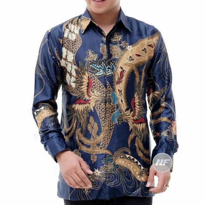 Kemeja Batik Pria Selky Premium Batik Semi Sutra Berlapis Furing Hd18 Pasti Ori