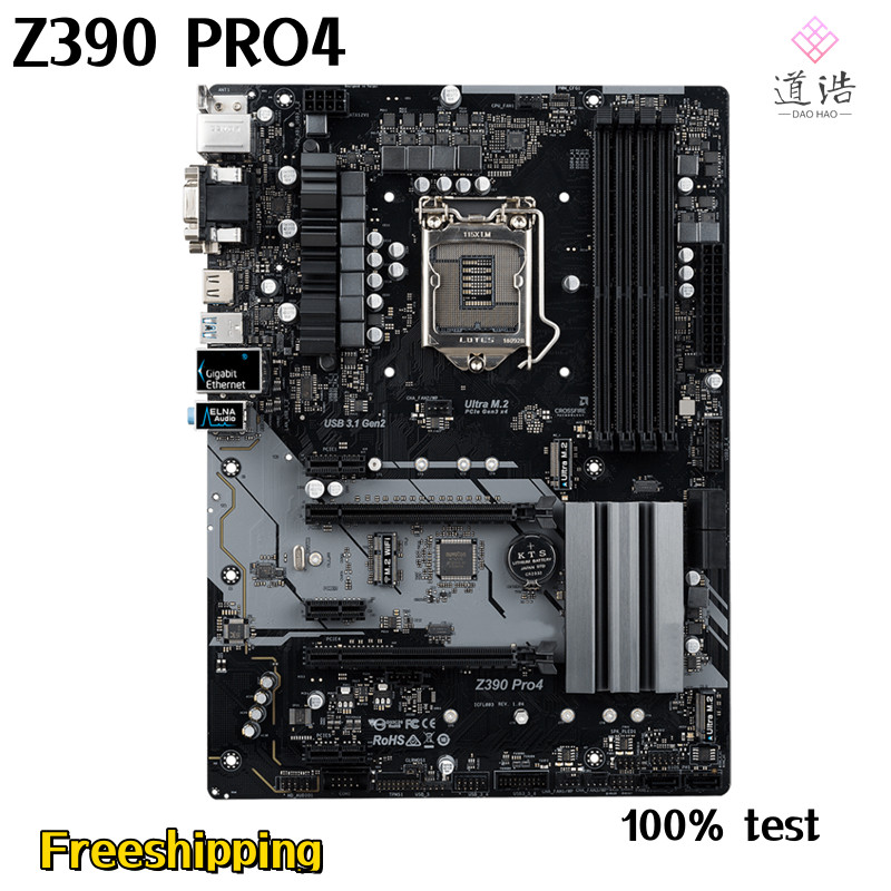 For Asrock Z390 Pro4 Motherboard 128GB HDMI PCI-E3.0 M.2 LGA 1151 DDR4 ATX Z390 Mainboard 100% Teste