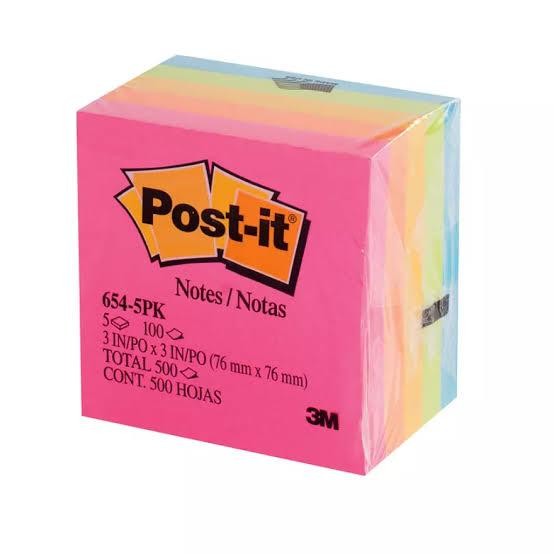 

Post-It Notes 3M 654 Colour (Isi 5 Pad) Pasti Diskon