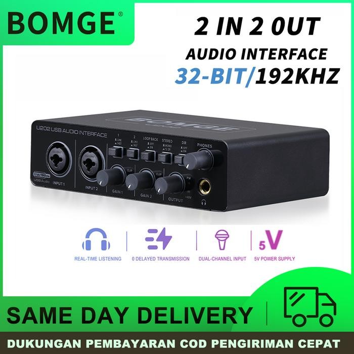 Terbaru Bomge U202 Usb Audio Interface With Mic Preamplifier Xlr/Tsr/Ts Ports