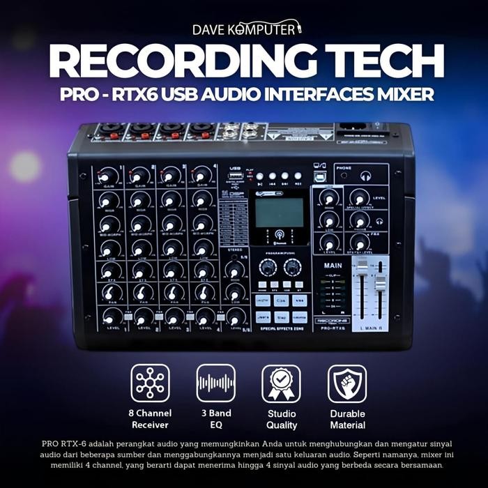 Cuci Gudang Recording Tech Pro Rtx6 Rtx-6 Pro-Rtx6 Usb Audio Analog Mixer