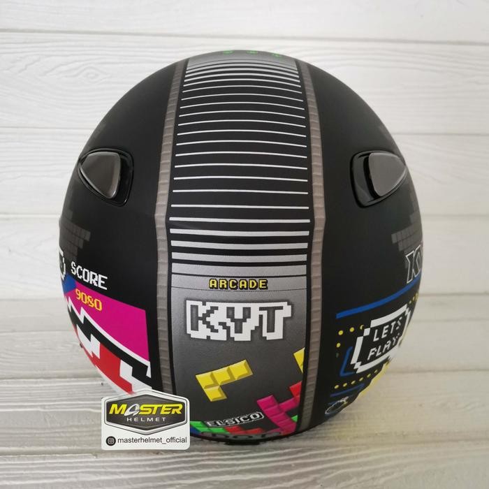 Helm Kyt Elsico #7 Black Matt Yellow Red Kyt Half Face