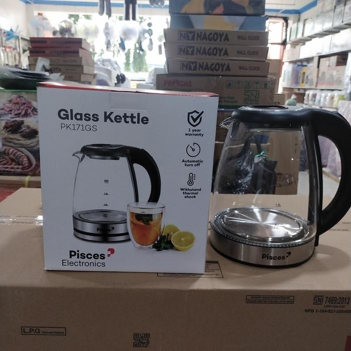 PISCES TEKO LISTRIK KACA 1.7 LITER PK-171GS masih ready