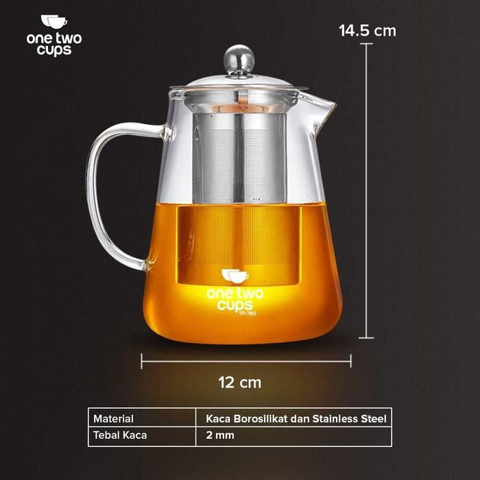 Teko kaca tahan panas api kompor dengan infuser saringan filter teh stainless Steel masih ready